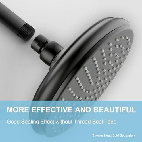 OFFO Shower Arm with Flange 15.2cm(6 in) Ceiling Mount Replacement Rain Shower Head Straight Arm Ceiling-Mounted for Fixed Shower Head & High Pressure Rain Matte Black