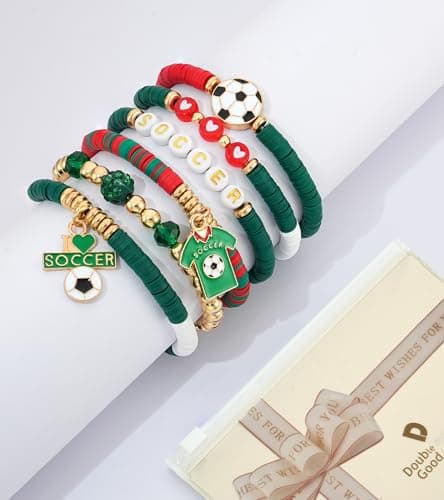 doubgood 2026 World Soccer Cup Soccer Bracelets for Women Men, Stackable Soccer Jewelry Game Day Fan Accessories Gifts for Mexico Soccer Fans — view 5
