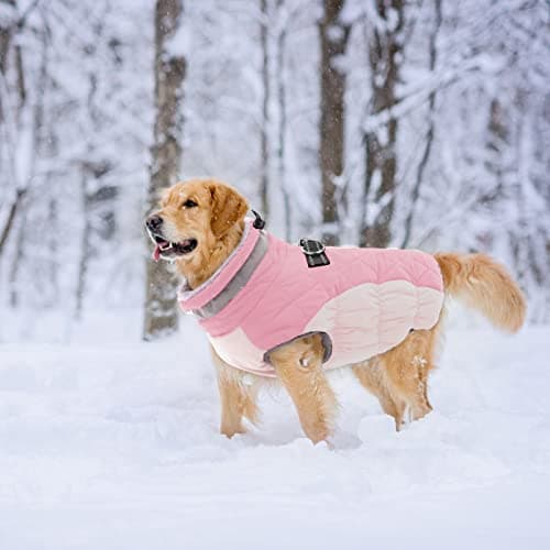 Lelepet Dog Coat Warm Dog Winter Coat Waterproof Dogs Jacket with Harness Built in Reflective Pet Fleece Vest Zip-Up Cold Weather Coats for Small Dogs Turtleneck & Windproof Coats Yorkie Pink S — view 4