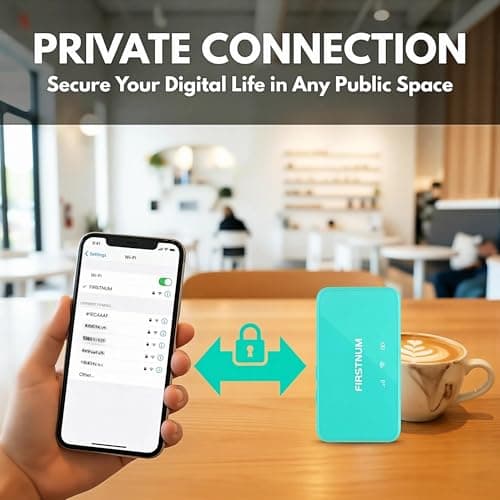 FIRSTNUM M6 Mobile Hotspot, Portable WiFi Hotspot for Travel in 160+ Countries, No SIM Card Required Hotspot No Contract, Connect Up to 10 Devices, Portable Hotspot with 1GB Free Global Data Monthly — view 3
