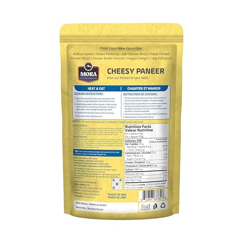 Mora Cheesy Paneer - Ready To Eat Premium Freeze Dried Instant Meal, Microwavable, Effortless Cooking, Gluten-free, Plant-based, High Protein, Emergency Food, Vegan