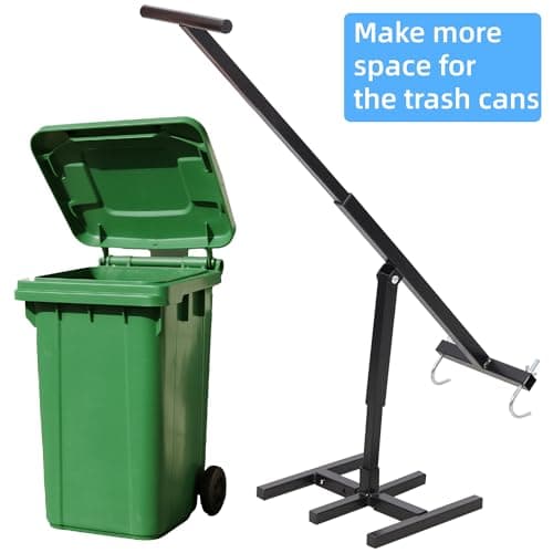 Manual Trash Compactor for 32-170 Gallon Cans - Steel Plate Compactor with 35" Handle, No-Electricity Compacting Trash Can Tool for Kitchen Outdoor Restaurant (Black) — view 4