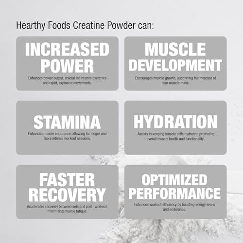 HEARTHY FOODS Creatine Monohydrate Micronized Powder 500G - 100 Servings, 5000mg Per Serving (5g) - for Men & Women Muscle Growth & Recovery - UNFLAVORED — view 5
