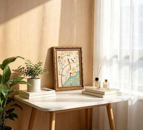 Gold Framed Vintage Plant Bird Canvas Wall Art Medieval Nature Aesthetic Flower Sparrow Painting Picture Wall Decor Colorful Birds And Flowers Poster Print Artwork for Bedroom Living Home Decoration — view 3