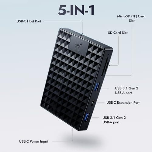 ModusTech Nexus 500GB Portable External Hard Drive with Built-in Docking Station 5-in-1 USBC Hub, USB 3.1 10Gbps, SD & MicroSD, Bus-Powered, Compatible with MacBook, Laptop, iPad (500GB + 5-IN-1 DOCK) — view 2