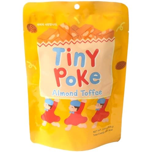 TINY POKE Crunchy Almond Toffee Candy, Hard Caramel Candy with Almonds, Individually Wrapped, 3.8 oz (108 g) — view 2