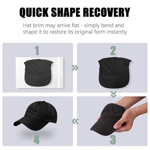 WXGKSA Womens Criss Cross Ponytail Baseball Cap, Adjustable High Messy Bun Sun Hat Quick Drying UV Protection Breathable Sport Cap for Outdoor Activities (US, Alpha, One Size, Black+Black) — view 5