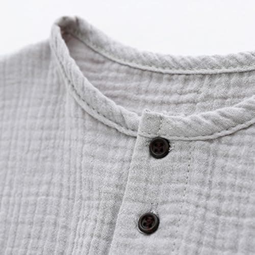 Boys Girls Cotton Linen Shirts Toddler Short Sleeve Button Down Tee Tops Solid Casual T Shirt Baby Cute Summer Top Clothes (White, 12-24 Months)
