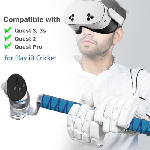 VR Cricket Bat Attachment for iB Cricket - Aluminum Short Cricket Bat Handle Accessory Compatible with Meta Quest 3/3s, Q2 and Q Pro Enhance Immersive VR Game Experience- Right(Blue)