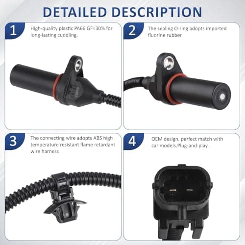 39180-2B000 Engine Crankshaft Position Sensor for Hyundai for Kia for Dodge for Elantra 11-20 for Soul for Forte for Accent for Tucson for Rio for Veloster for Attitude 1.6L 1.8L 2.0L Replace SU13885