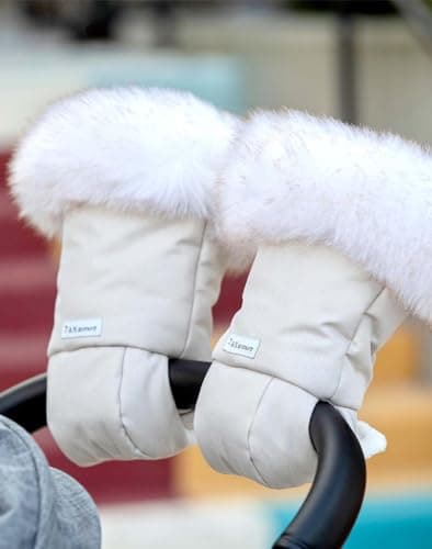 7AM Enfant Stroller Warmmuffs Gloves - Anti-Freeze Stroller Mittens for Handlebars, Water Repellent Hand Warmer Muff for Cold Weather, Plush Lined Stroller Warmmuffs | Winter Stroller Accessories