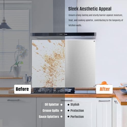 2-Pack 24" By 30" Stainless Steel Stove Backsplash, Reversible Ultra Flat Splatter Guard Range Hood Backsplash, Easy Clean Wall Shield Metal Panel — view 4