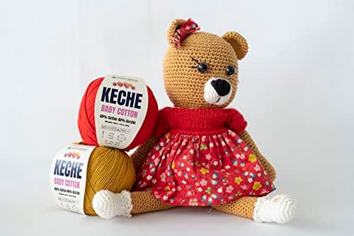 Keche Baby Cotton, 60% Cotton 40% Acrylic Yarn, Soft Cotton Yarn for Crochet and Knitting, Amigurumi Yarn 1 Skein/Ball 1.76 Oz (50g) / 180 Yrds (165m) - Cappuccino — view 4