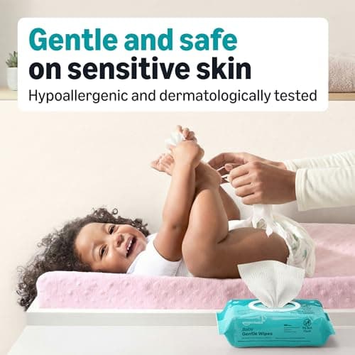 Amazon Basics Gentle Baby Wipes, Formulated Without Fragrance, Hypoallergenic, 600 Count Total (6 Packs of 100 Count Each) — view 2