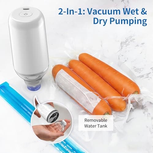 BAMCOO Vacuum Sealer for Food, Powerful Handheld Vacuum Sealer Machine, Portable Food Sealer for Food Storage, Camping, Reusable Vacuum Bags Compatibility, White(Pump Only) — view 4