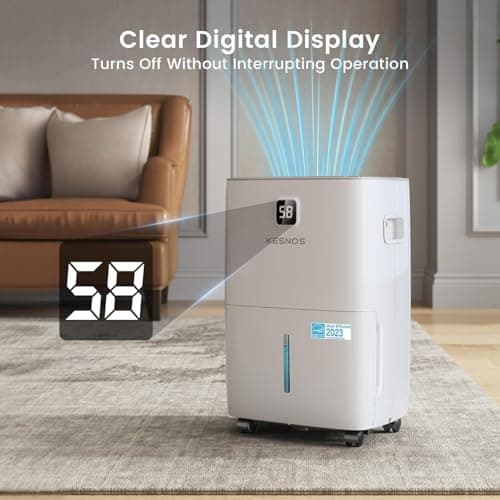 Kesnos 80 Pints Energy Star Dehumidifier for Home, Basement with Drain Hose, Front LED Display and 1.06 Gal Water Tank, Ideal for Large Room up to 5,500 Sq. Ft., Featuring Auto Defrost, Timer Function — view 4