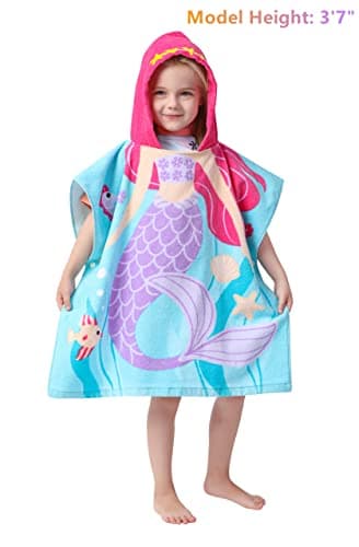 Athaelay Cotton Hooded Bath Towel Poncho for Ages 1-5 Years Baby Infant Pool Cover-ups Toddlers Beach Cape