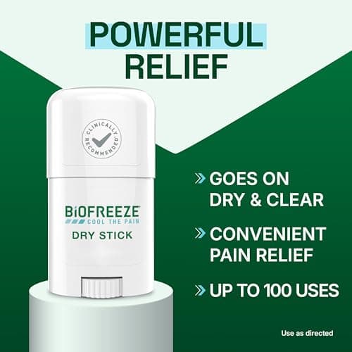 Biofreeze Dry Stick, Mess-Free Relief for Neck, Shoulder, Knee, Hip, Hand & Joint, Cooling Menthol Pain Relief Stick, 100+ Uses