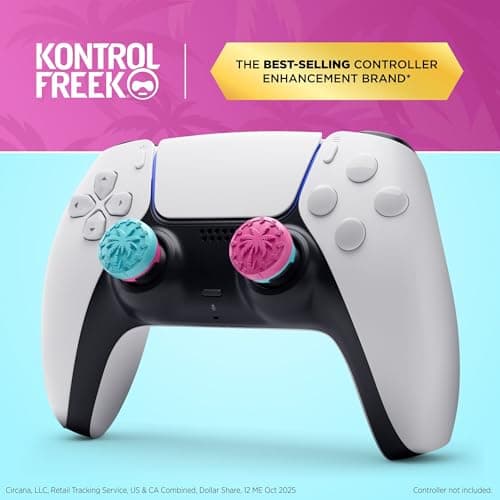 KontrolFreek Performance Thumbsticks - Heist Edition - for PlayStation 5 (PS5) and PlayStation 4 (PS4) Controller - Blue/Pink