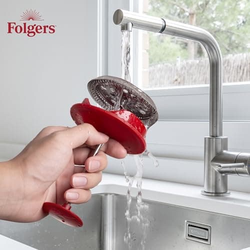 LORD'S ROCKS Folgers Coffee French Press – 600ml Heat-Resistant Glass Coffee Maker with Stainless Steel Filter, Durable Red Frame & Handle, Easy Brewing for Fresh, Bold Flavor — view 5