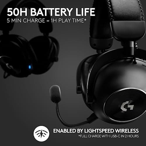 Logitech G PRO X 2 Lightspeed Wireless Gaming Headset, Detachable Boom Mic, 50mm Graphene Drivers, DTS:X Headphone 2.0—7.1 Surround, Bluetooth/USB/3.5mm Aux, for PC, PS5, PS4, Nintendo Switch - Black — view 2