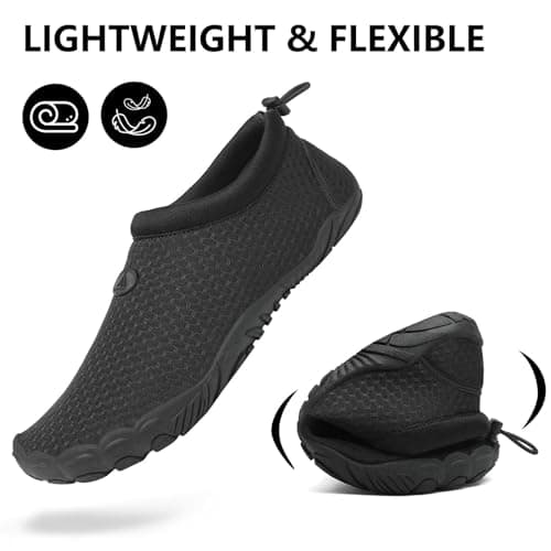 Mishansha Womens Mens Water Shoes Wide Toe Box Swim Beach Barefoot Shoes Quick Dry Non Slip Lividity Black 13.5 Women/11.5 Men — view 5