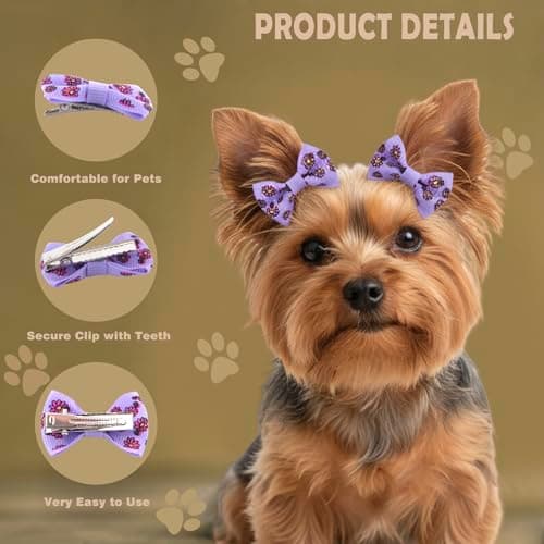 QingHan Dog Hair Bows Small Puppy Bowknot Clips for Pet Grooming Accessories Doggy Gifts 100Pcs (50 Pairs) — view 2