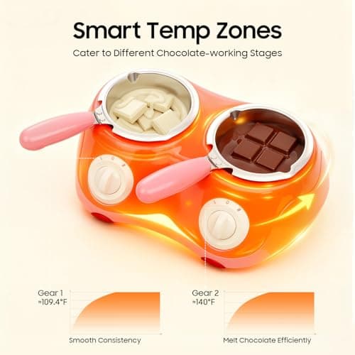 Dual Chocolate Melting Pot, Electric Melting Candy Chocolate Pot with DIY Accessories, Chocolate Fondue Candy Melter Set with Temperature Control, Butter Cheese Melting Furnace for Dessert Lovers — view 2