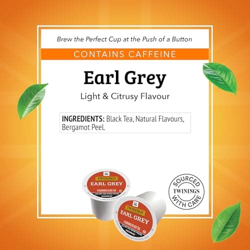 Twinings Earl Grey Black Tea K-Cup Pods for Keurig, 24 Count (Pack of 1), Flavoured with Citrus and Bergamot, Caffeinated, Enjoy Hot or Iced