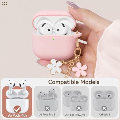 Wowwat for AirPods 4 Case Cover 2024, Soft Silicone Protector-Pink