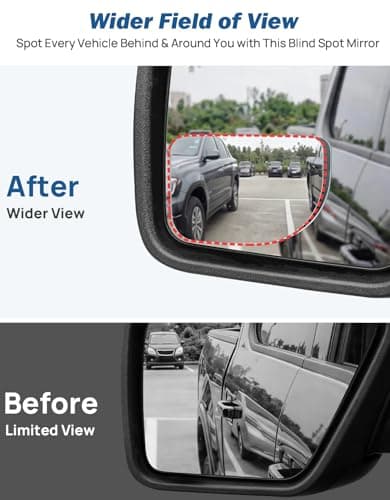 JOYTUTUS XLarge Blind Spot Mirror 2 Pack 3.7‘’×2.5‘’ HD Frameless Convex Glass for Wide Angle View and Safer Lane Changing Compatible with SUVs Trucks RVs Easy Stick On & Long Lasting Durability
