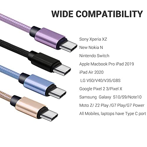SUMPK Short USB C Cable [4-Pack 8 inch], 3A Fast Charging USB 2.0 Data Transfer to Type C Phone Charger Cord Nylon Braided Compatible with Samsung Galaxy S10 S9, Pixel 3, LG V30, Charging Station — view 4