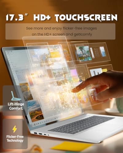 HP 17.3" Touchscreen Business Laptop, AMD Ryzen 5 7430U, 20GB RAM, 512GB SSD, HD+ Anti-Glare, Wi-Fi 6, HDMI, Win 11 Pro, Office 365 for the Web Lifetime, Backlit Keyboard, w/Laptop Bundle, Silver — view 5