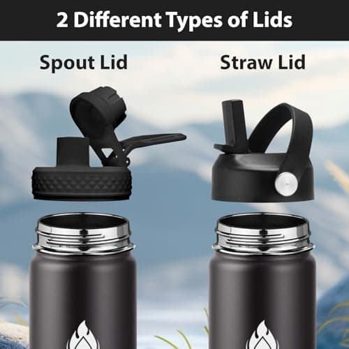 SENDESTAR Insulated Water Bottle 24 OZ, Wide Mouth 24 oz Water Bottle with Straw Lid, Spout Lid, Double Wall Vacuum Stainless Steel Leak Proof, Keeps Liquids Hot or Cold