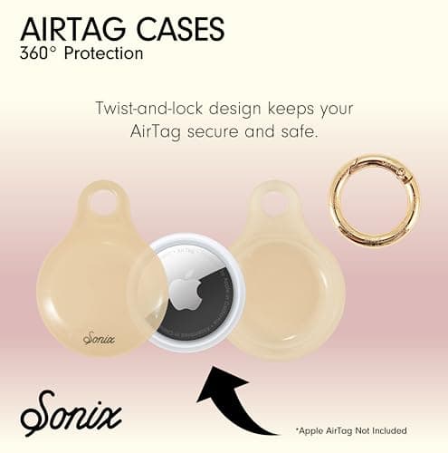 Sonix Case for Apple AirTags with Gold Carabiner | Hard Cover Protective Case Holder Keychain | Jelly Apricot