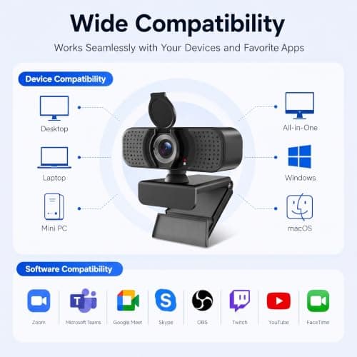 4K UHD Webcam with PDAF Autofocus, Dual Mics, Privacy Cover and Tripod — view 5