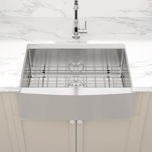 Stainless Farmhouse Sink - Sarlai 27 Inch Kitchen Sink Apron Front Stainless Steel 16 Gauge Single Bowl Kitchen Farm Sink