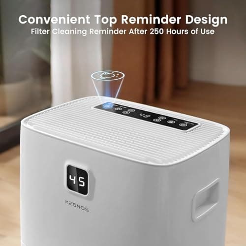 Kesnos 80 Pints Energy Star Dehumidifier for Home, Basement with Drain Hose, Front LED Display and 1.06 Gal Water Tank, Ideal for Large Room up to 5,500 Sq. Ft., Featuring Auto Defrost, Timer Function — view 5