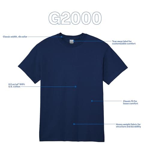 Gildan Adult Ultra Cotton T-Shirt, Style G2000, Multipack, Navy (2-Pack), X-Large — view 5