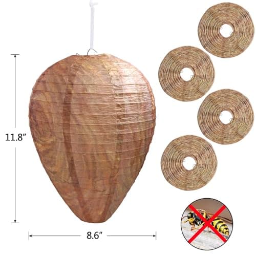 4 Pack Wasp Nest Decoy Hanging Wasp Deterrent for Wasps Hornets Yellow Jackets (A-Yellow)