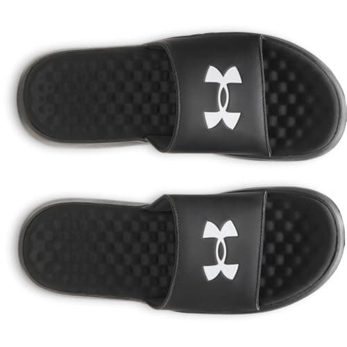 Under Armour Men's Ignite Pro 8 Fixed Band Slides, (004) Black/Black/White, 12, US — view 3