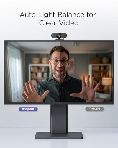 wegear Full HD 1080p Webcam for PC, Laptop & Desktop, Built-in Dual Microphones, Privacy Cover, 85°FOV, Fixed Focus, Plug & Play USB-A Computer Camera for Zoom, Teams, FaceTime, Google Meet, Streaming — view 2