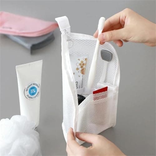 Standing Toiletry Bag - Portable Foldable with Hanging Hook, EVA Clear Waterproof for Travel, Home, Bathroom and Makeup, Lightweight Organizer (White, 2 Pcs)