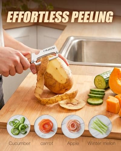 Zero Snag Wooden Kitchen Tools 2-in-1 Multifunctional Vegetable Peeler for Opene Multi-Functional Premium Stainless Steel with Woodens Handle and 2026 New Tool with Bottle Opener (1pc)