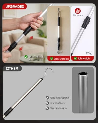 Vorhixa Attic Ladder Pull Down Hook with Cord, 17-40 Inch Telescoping Pole — view 4