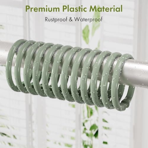 Amazer Plastic Shower Curtain Rings, 24 Pcs Shower Curtain Hooks, O Shape Sage Green Shower Curtain Hooks Rings, Easy to Snap Closure, Shower Hooks for Shower Curtain and Liner Bathroom — view 4