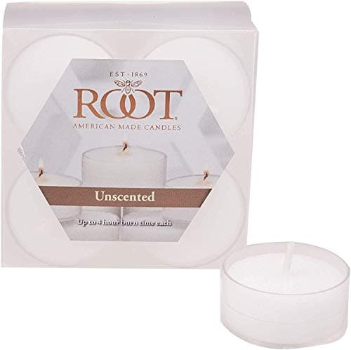 Root Candles Unscented Tealights Beeswax Blend 4-Hour Tealight Candles, 8-Count, Clear Cups