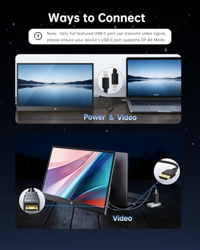 KTC Portable Monitor 15.6 Inch, FHD 1080P Travel Laptop Monitor Extender with USB-C HDMI, Ultra-Slim IPS HDR Display with Speakers, Second Monitor Screen for Laptop Phone Xbox Mac Switch, Black H15F9 — view 5
