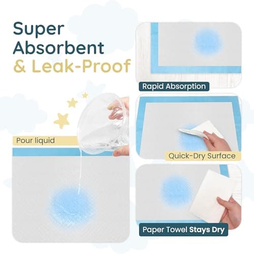 Reli. Disposable Changing Pads for Baby (220 Pack) | Disposable Diaper Changing Pads, 13" x 18" | Super Absorbent, Leak-Proof Liners | Waterproof, Quick Dry Underpads (Blue/White) — view 4
