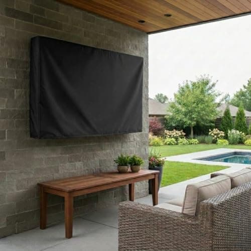 Outdoor TV Cover, Black Weatherproof Universal Protector for 30'' - 32'' LCD, LED, Plasma Television Sets - Compatible with Standard Mounts and Stands. Built in Remote Controller Storage Pocket